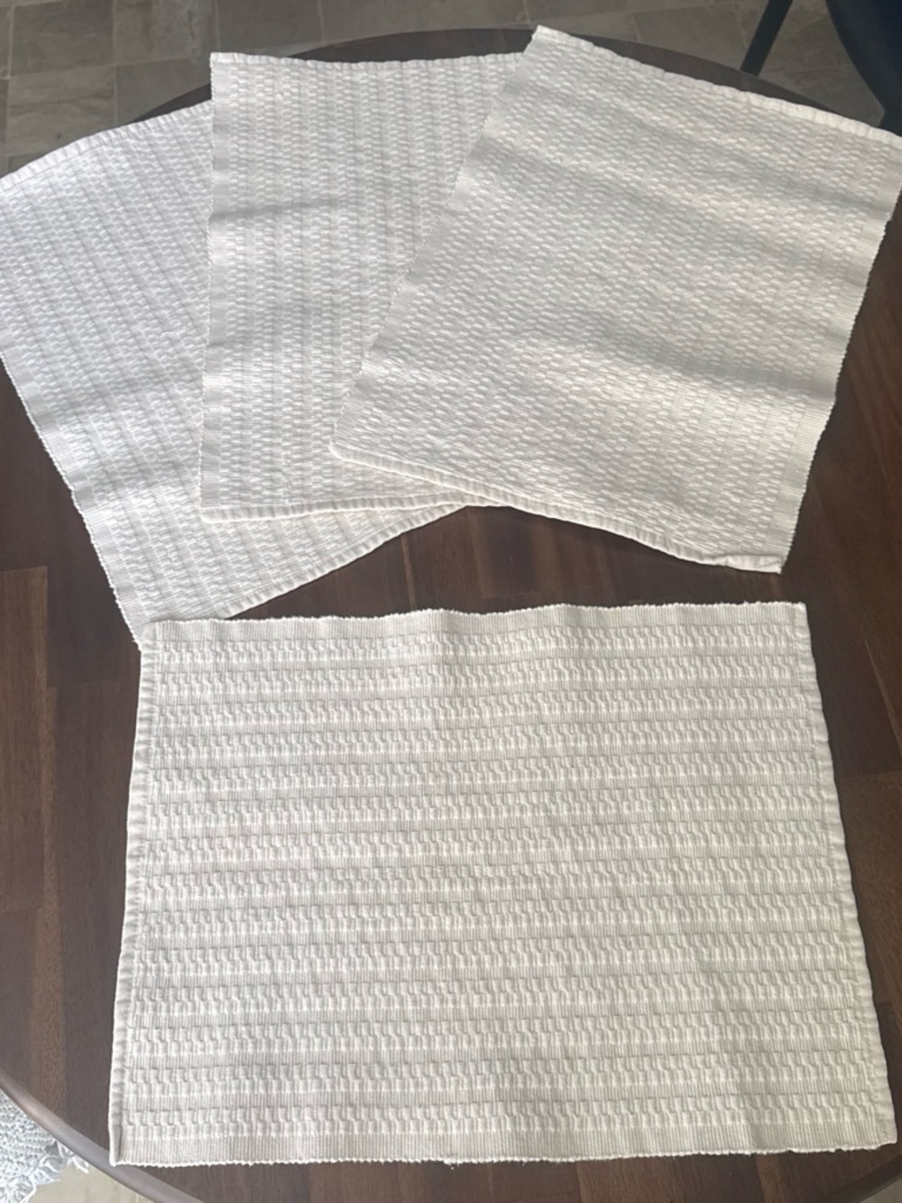 Source Unknown White Waffle Weave Placemats or Napkins Set